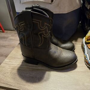 Children's Black Cowboy Boots with Tan Stitching